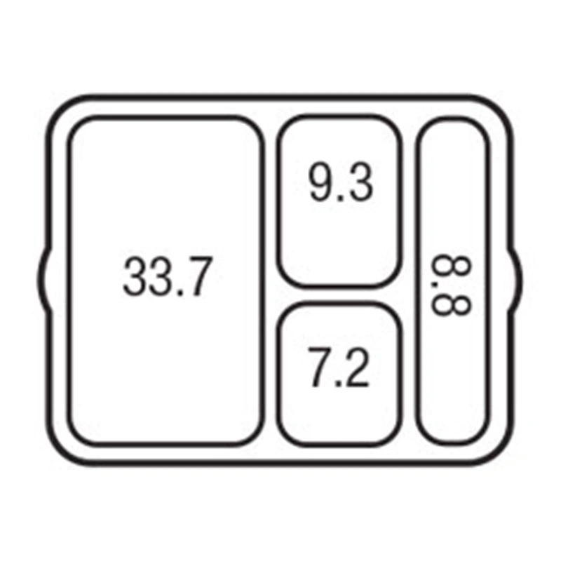 Four Compartment Large Tray — capacity diagram